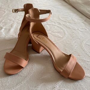 Lulu's Tan Heeled Sandals Modern Minimalist Design